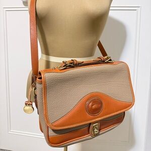 Vtg 90s Y2K Dooney & Bourke All Weather Brown Gray Crossbody  Shoulder Bag